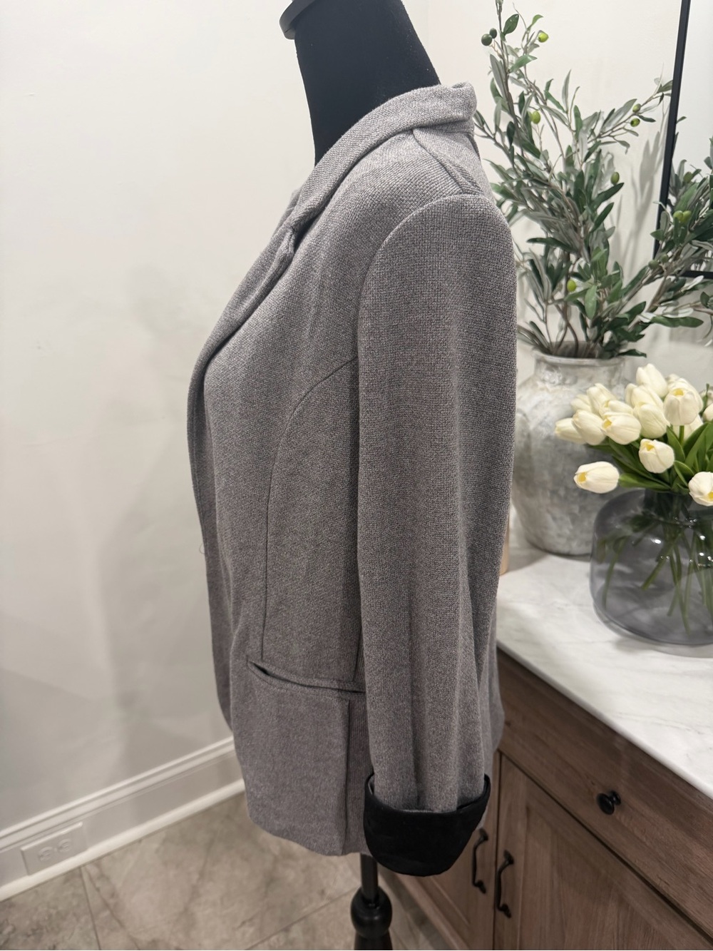 Skies Are Blue Gray Asa Knit Blazer Size M - Picture 6 of 13